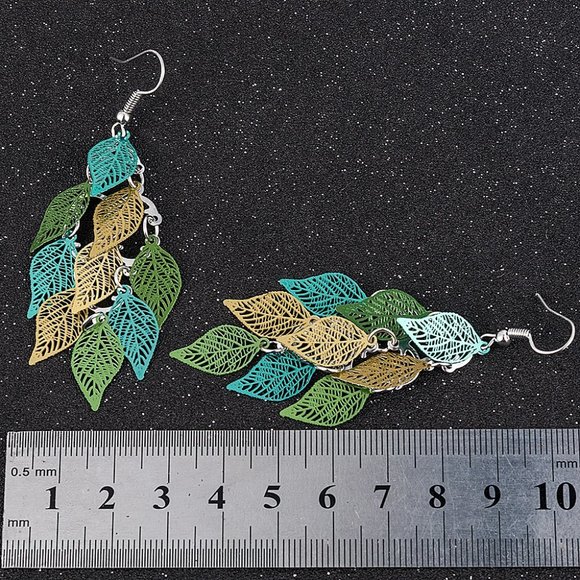 Green Leaf Earrings - Picture 6 of 8